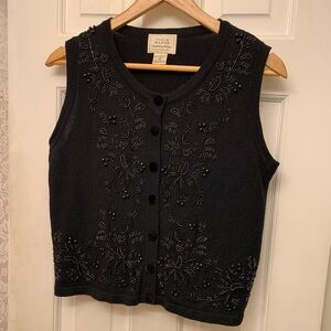 Vintage Black beaded Women's sweater vest